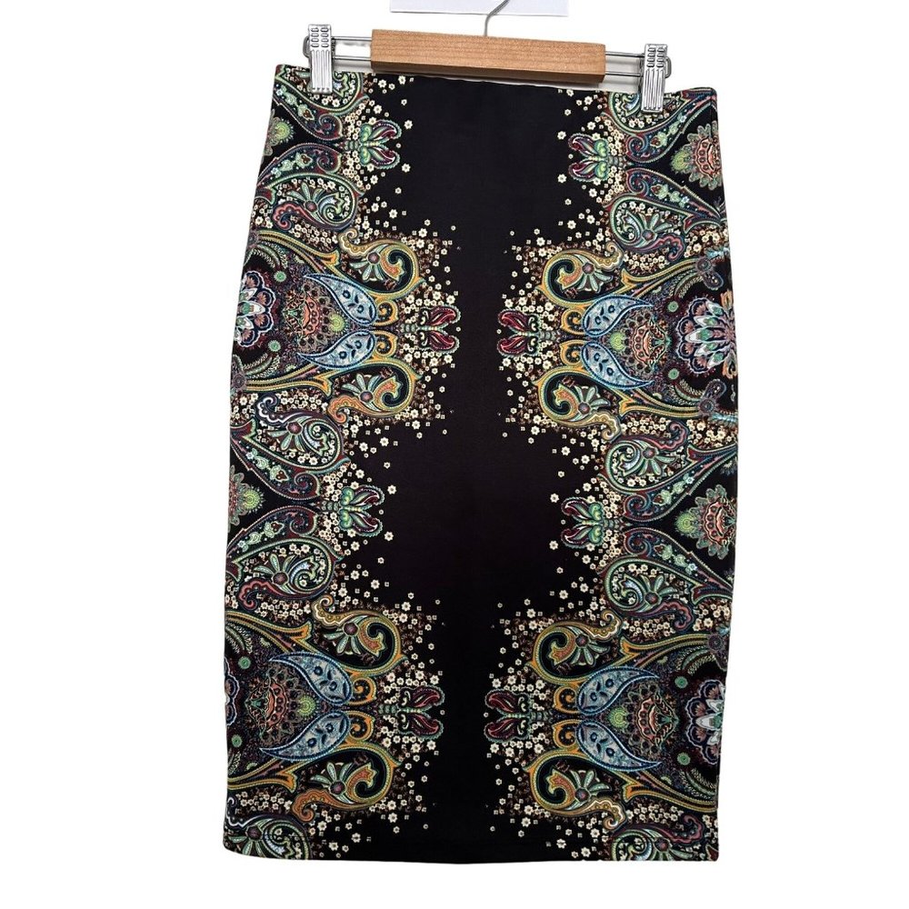 Rue 21 Womens Floral Black Gold Green Bodycon Pencil Skirt Size Medium